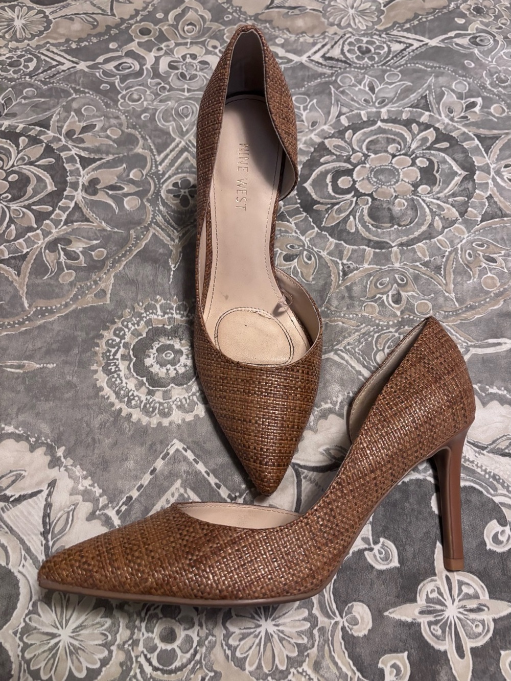 Nine West Woven Stiletto D’Orsay Pointed Toe Stiletto Pump